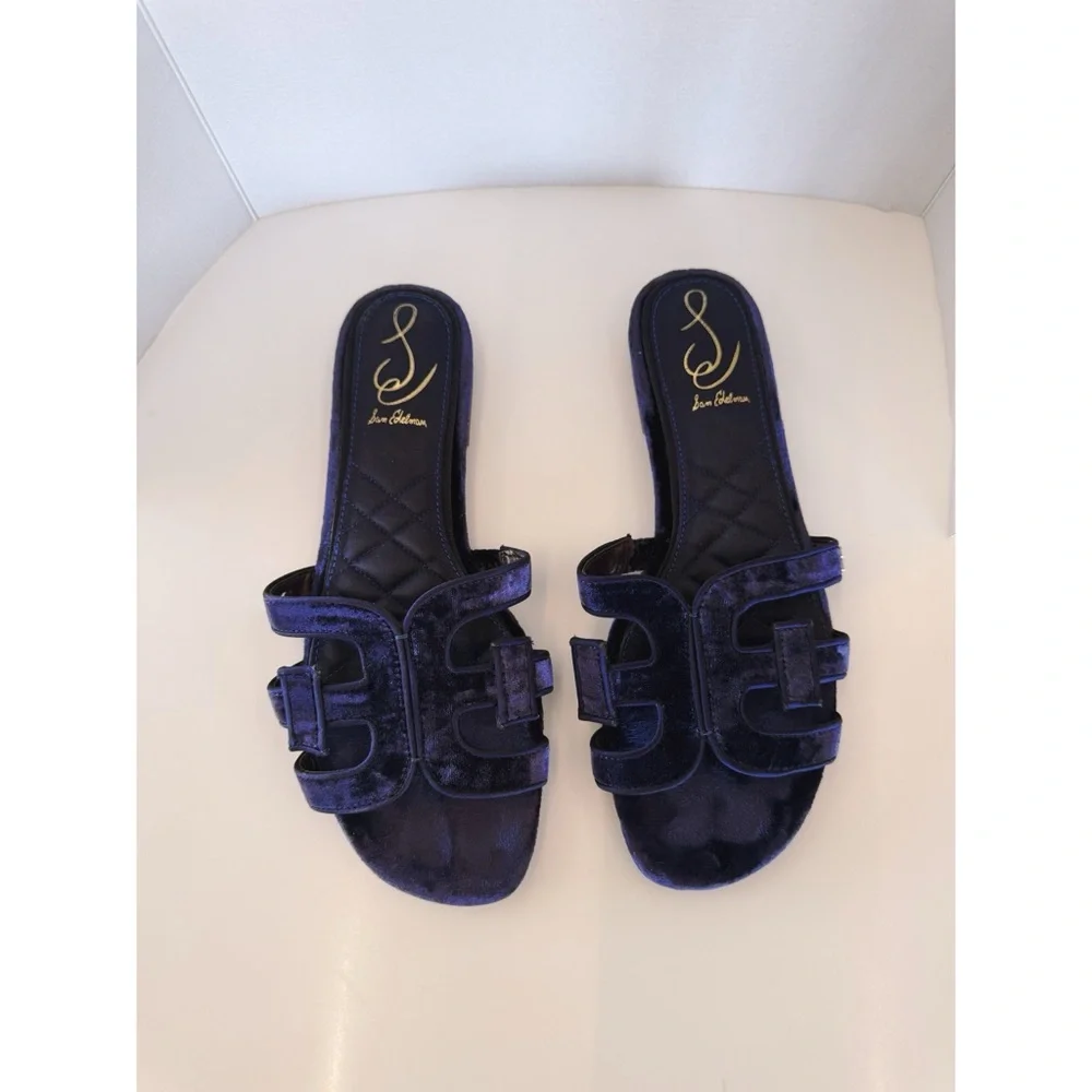 NWOT Sam Edelman Bay Honore Velvet Sandals in Dark Winter Violet, Size 8 - Picture 5 of 9